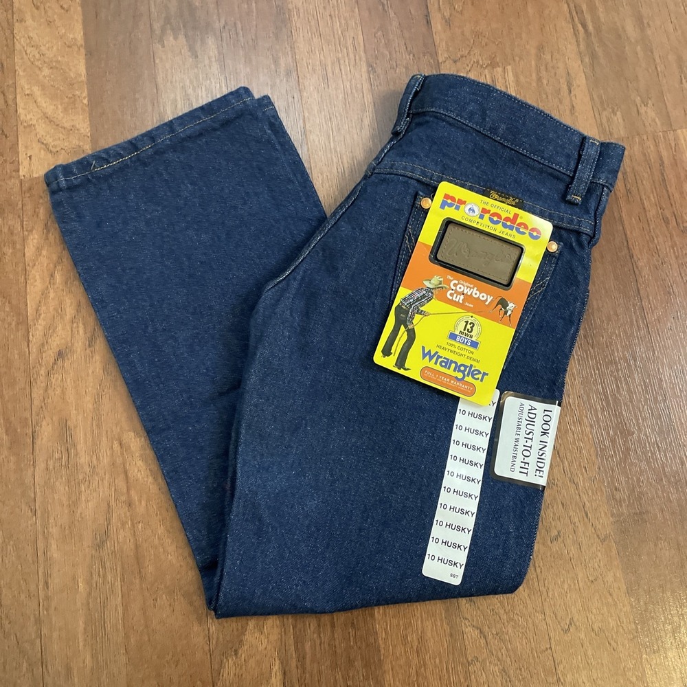 Wrangler Pro Rodeo Cowboy Cut Denim Jeans BOYS 10 Husky Adjustable Waist NWT